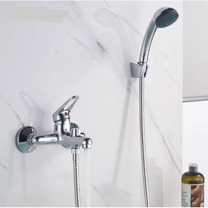 Mitigeur de baignoire - Non spécifié - Chromé brillant - Douchette intégrée - Kit d'accessoires - Multicolore