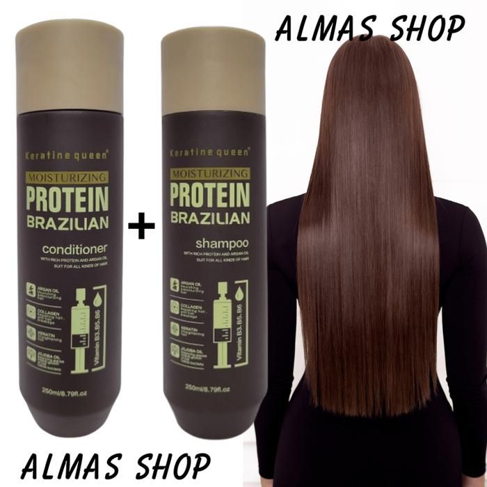Pack Keratine Queen Shampoing 250 ml + Conditioner 250ml Protein Brazilian
