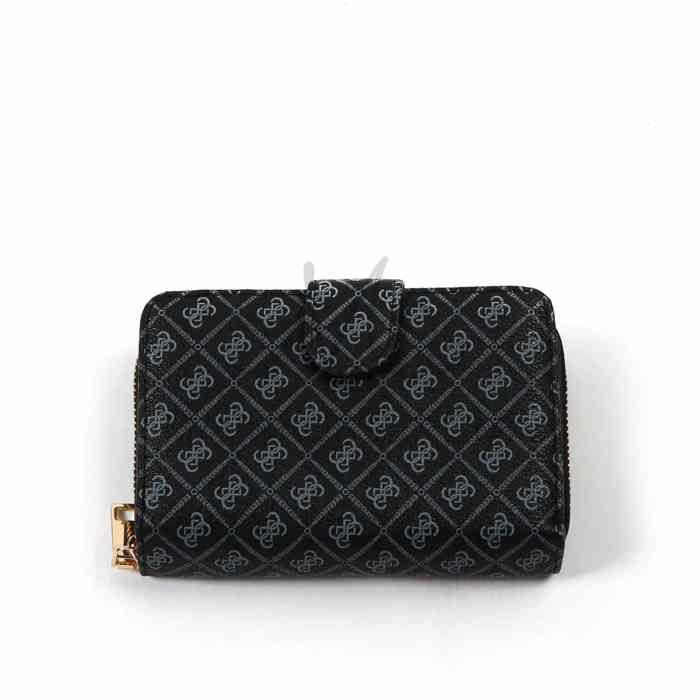 Portefeuille - Monogramme - Noir - Cuir véritable - Souple - Fermoir porte-monnaie