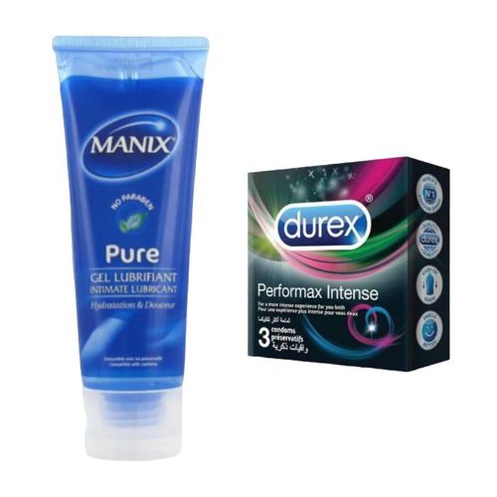 Manix Gel Lubrifiant Intime 80Ml plus Durex Performax Intense - 3 préservatifs