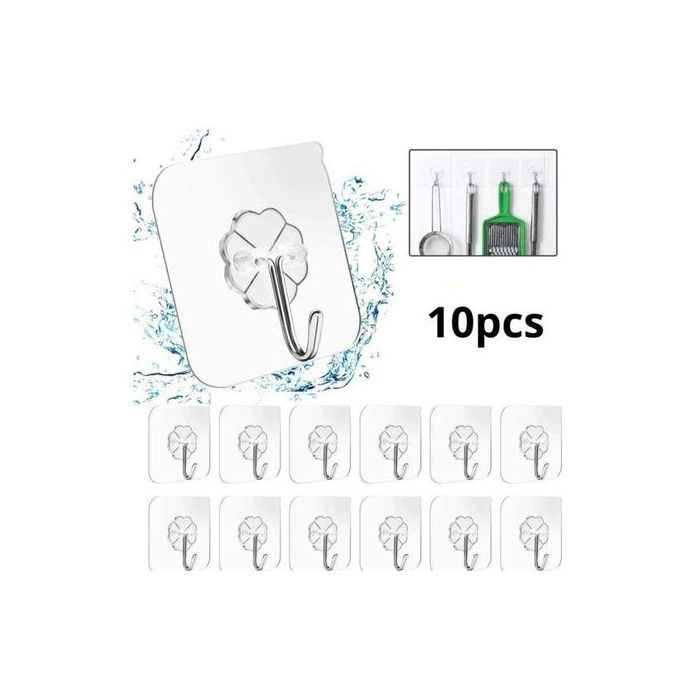 10 Pièces Crochet Adhésif Transparent,Crochet Adhesif Mural Tableau