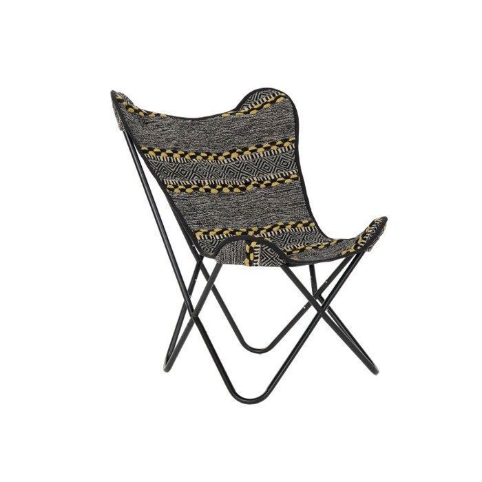 Fauteuil Papillon - DANSMAMAISON - Noir - Coton et Fer - 74 x 65 x 90 cm - Design Contemporain