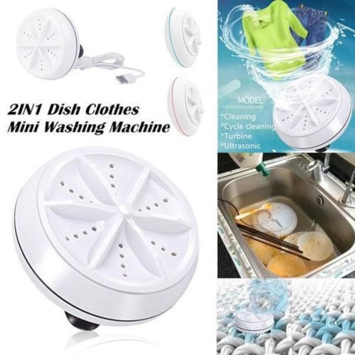Machine à laver ultrasonique Turbo 2 en 1 lave linge Portable de voyage(Couleur aléatoire)