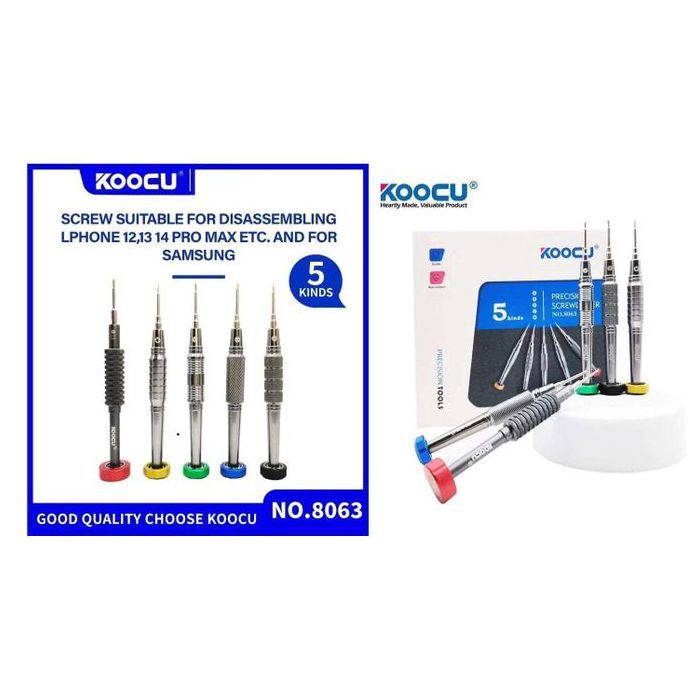 Koocu Jeu de 5 tournevis de précision Modèle n° 8063 (outils 5 en 1 de haute qualité