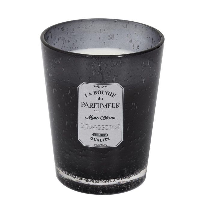 Bougie Parfumée en Verre "Bulle" 16cm Musc Blanc