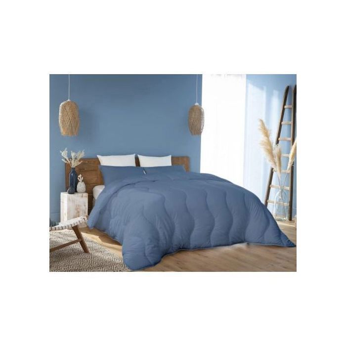 Couette uni Microfibre Bleu Pétrole Bleu Glacier (2Places - 240x260 cm) +2 TO Offerts // Chaude (C°++) & antiallérgique