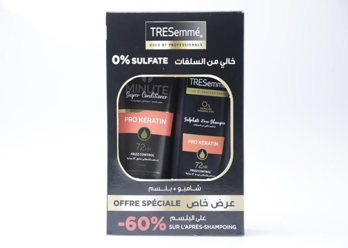 Lot Shampooing Sans Sulfate Tresemmé Keratin – 250ml + Après-Shampoing 180ml