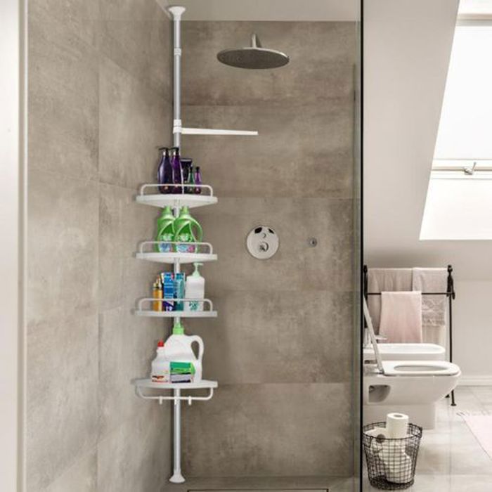 étagère De Salle De Bain Rétractable à 4 Niveaux,Support D'angle,Avec Crochet
