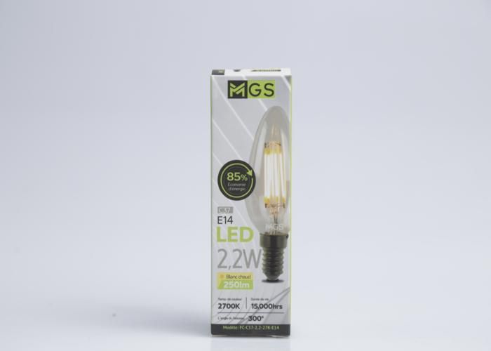 Ampoule LED C37 Filament 2,2W E14 MGS