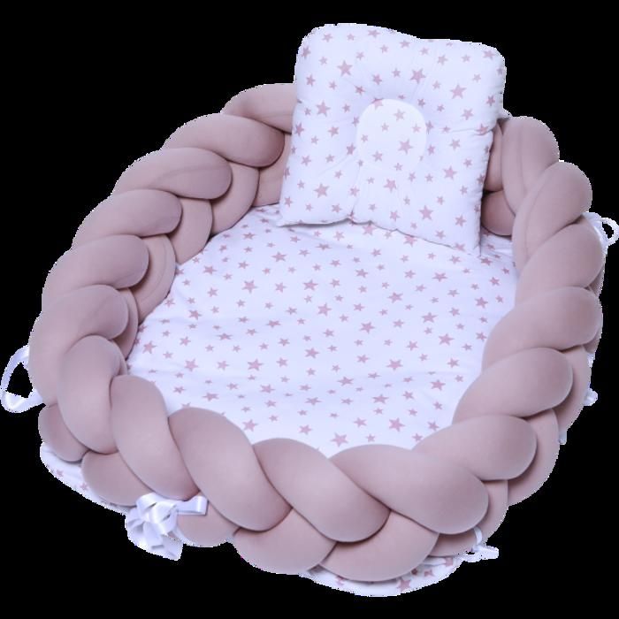 lit cocon tressé avec oreiller Rose