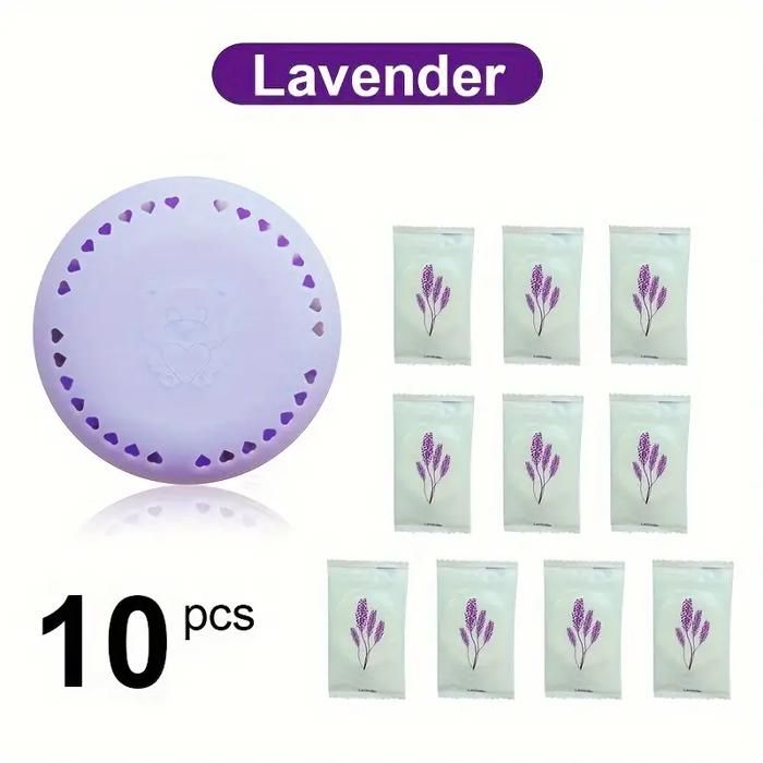 Pack 10 Tablettes Aromathérapie Lavande + Coques – Anti-Odeur Solide – Maison, Salle de Bain, Voiture