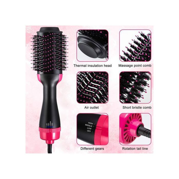 One Step Brosse sèche-cheveux chaude 3 en 1, brosse à air chaud, peigne à friser