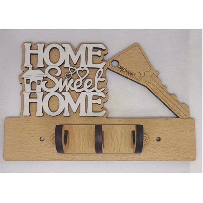 Support porte-clés mural - SWEET HOME - Bois - Couleur blanc - Design élégant - Facile à installer