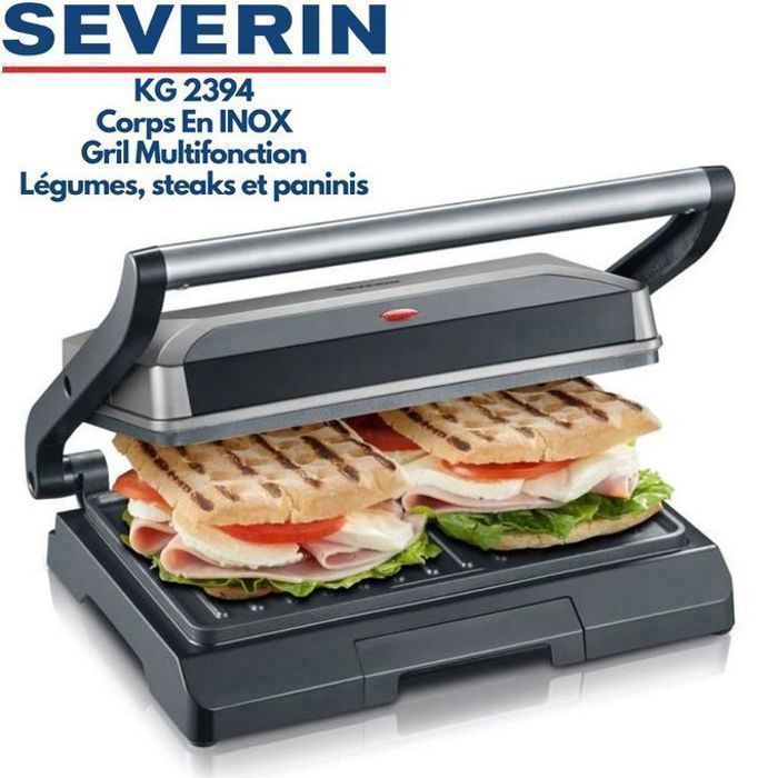 Gril Multifonction - SEVERIN - KG2394 - Inox - 800W - 23x14,5 cm