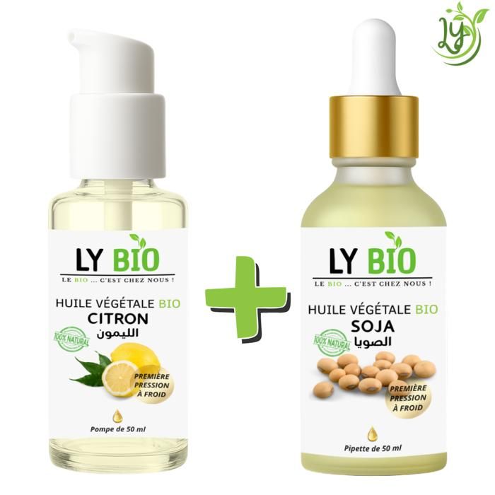 LYBIO PACK HUILE CITRON 50ML - POMPE + HUILE SOJA 50ML - PIPETTE