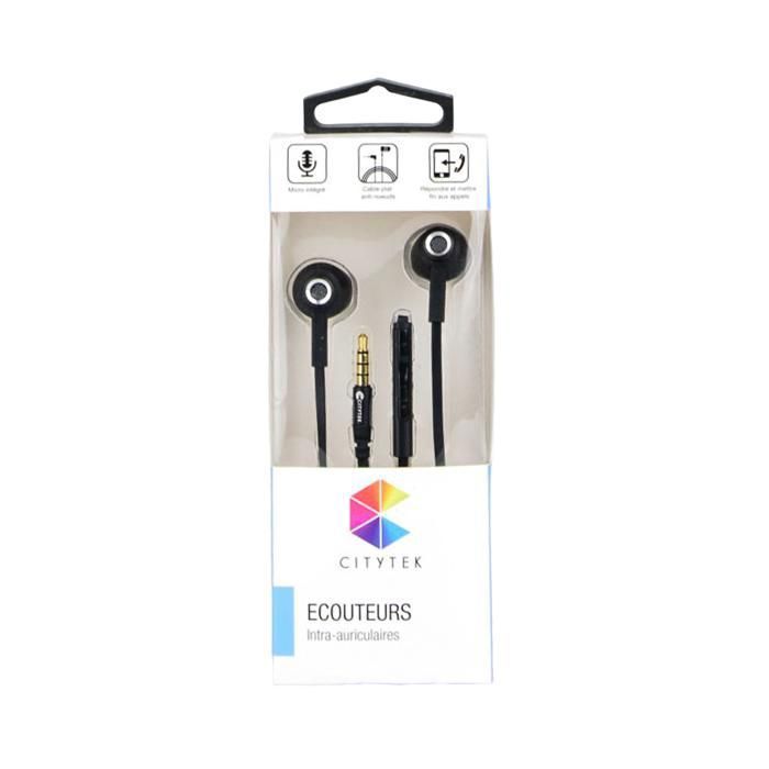 ECOUTEUR NOIR METAL+MICRO 1.2M MF017010 CITYTEK