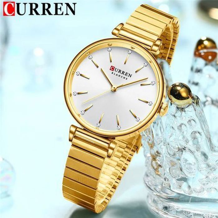 Curren Montre haut marque de luxe or femme étanche horloge en acier inoxydable