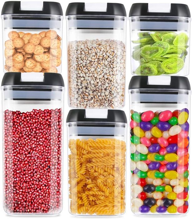 ensemble 6 pièces scellées transparentes, boîtes à boucle facile, boîtes de rangement en plastique multi-capacités et polyvalentes