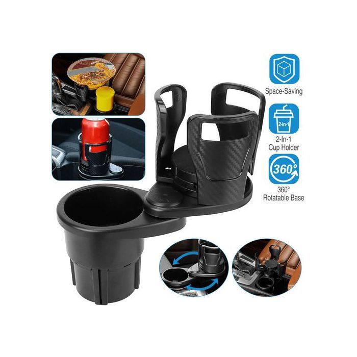 Extenseur de Porte-Gobelet Voiture - Double Compartiment, Support Téléphone et Organisateur