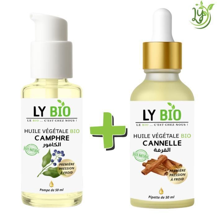 LYBIO PACK HUILE CAMPHREE 50ML - POMPE + HUILE CANNELLE 50ML - PIPETTE