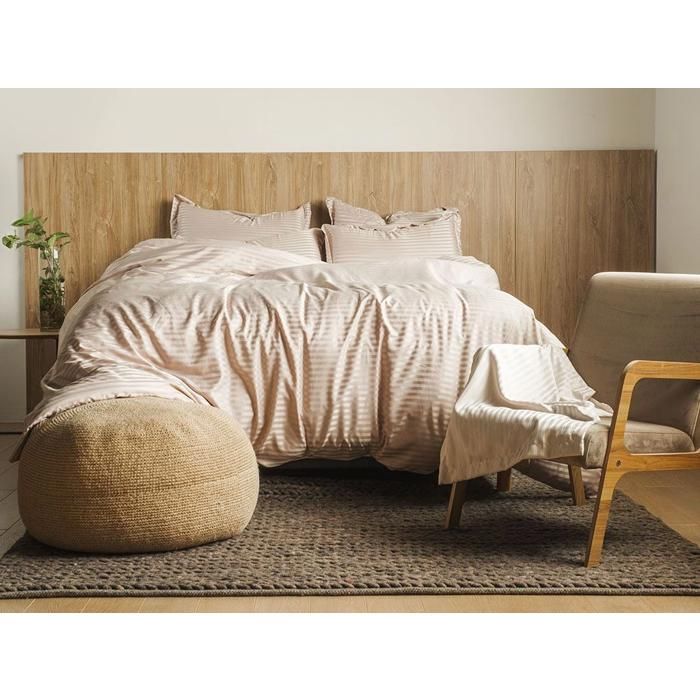 Parure Cotonelle Rayée Satinée Queen 240x270 Taupe