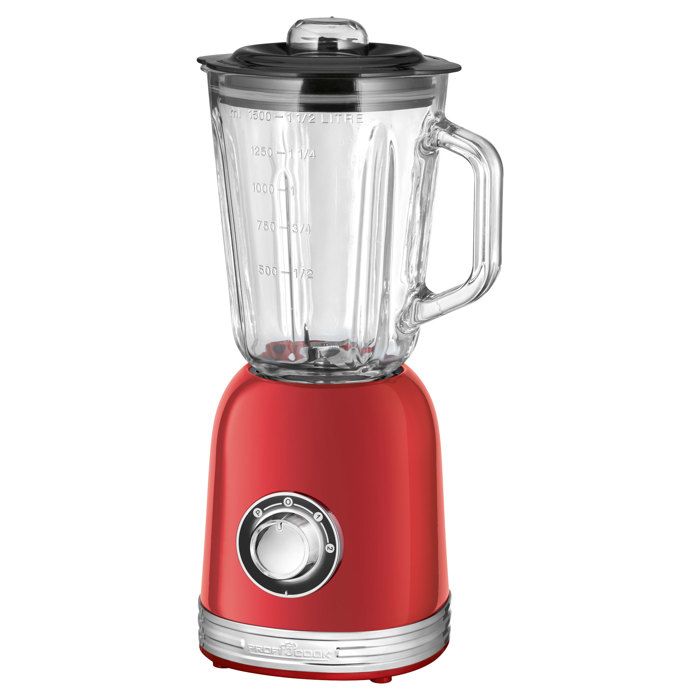Blender Mixeur, Vintage, 1,5 Litre, 2 Vitesses + Turbo, sans BPA, Ice Crusher Proficook UM 1195 800W Rouge 19541