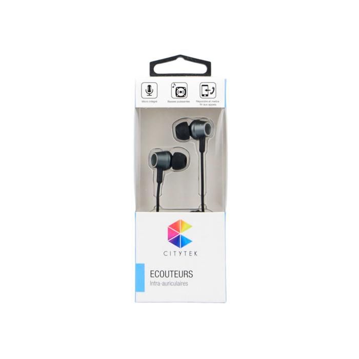 ECOUTEUR METAL + MICRO 1,2M GREY MF109299 CITYTEK