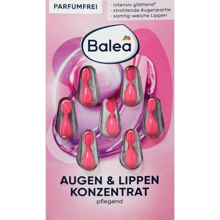 Balea  Ampoule Concentré Yeux & Lèvres, 7 pièces