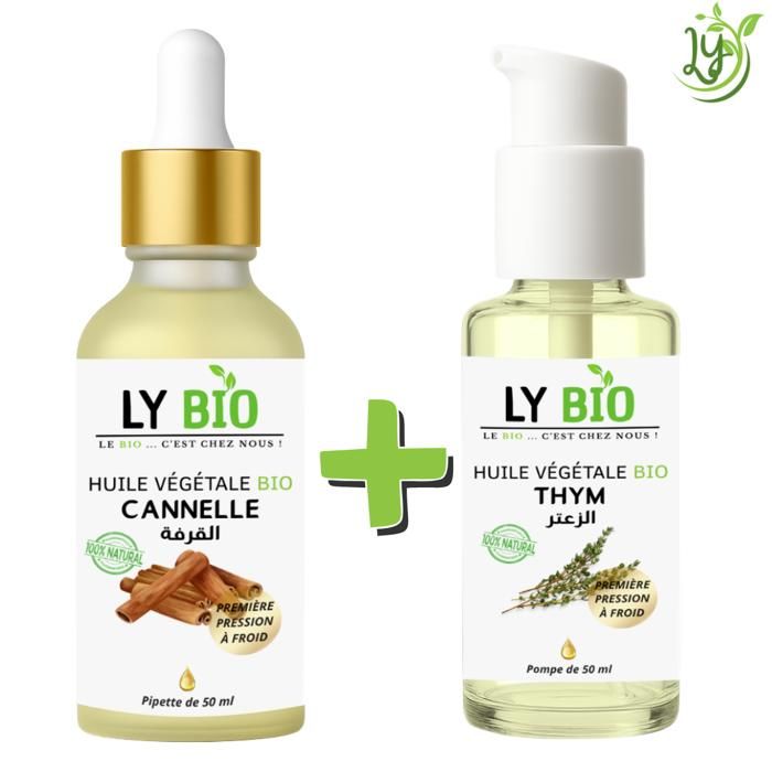 Pack Huile - LYBIO - Cannelle & Thym - 50ml - Pipette & Pompe - Soin Nourrissant
