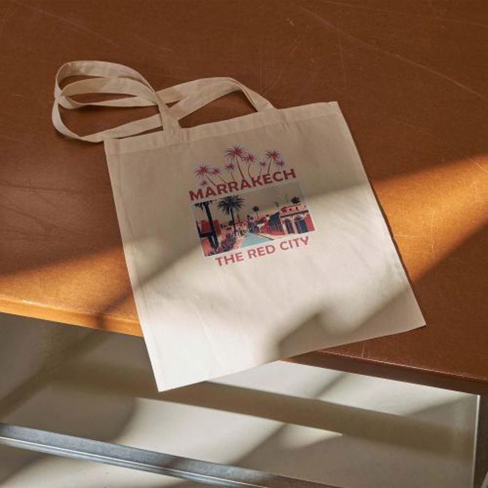 Tote bag - Marrakech Red City - Beige - Design moderne - Tissu de qualité - Spacieux