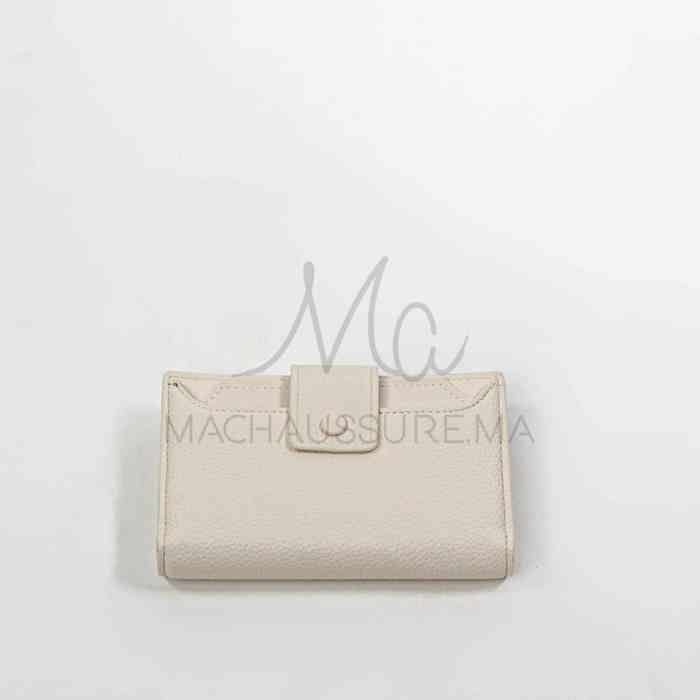 Portefeuille - Iconique - Beige - Cuir véritable - Souple - Fermoir porte-monnaie