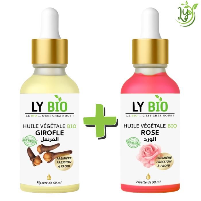 Pack d'Huiles - LYBIO - Girofle et Rose - 50ml - Antiseptique - Apaisant