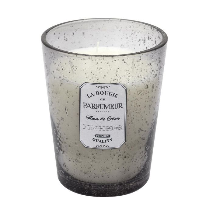 Bougie Parfumée en Verre "Bulle" 16cm Fleur de Coton