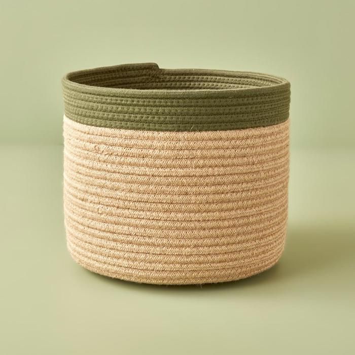 Panier de rangement - Windy - Bicolore Naturel - 27x20 cm - 80% Jute - Lavable à la main