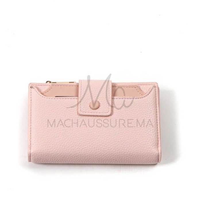 Portefeuille - Iconique - Rose - Cuir véritable - Souple - Fermoir porte-monnaie