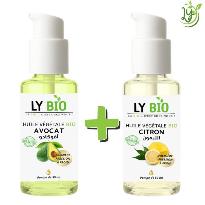 Pack Huile - LYBIO - Avocat 50ml - Citron 50ml - Nourrissant - Hydratant - Mixte