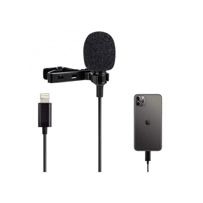 Microphone Lavalier - GENERIC - Compatible Lightning - Suppression du bruit - Haute sensibilité - Noir