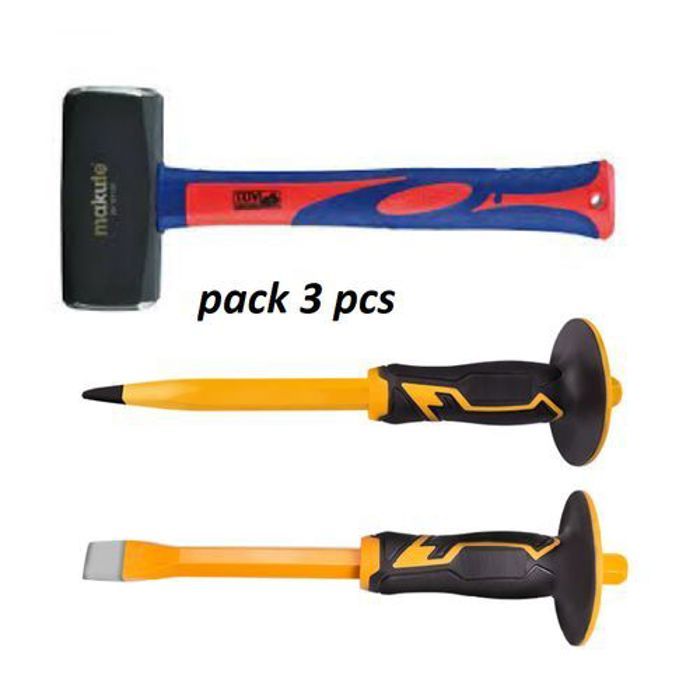 pack professionnel de marteau de machiniste Makute 2 kg avec burins robustes