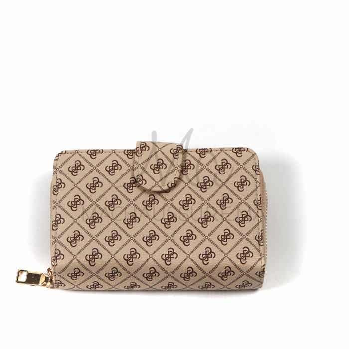 Portefeuille - Monogramme - Kaki - Cuir véritable - Souple - Fermoir porte-monnaie