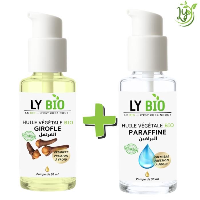 Pack Soin - LYBIO - Huile Girofle 50ml - Huile Paraffine 50ml - Hydratant - Antiseptique