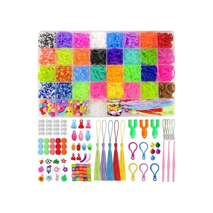 Kit Elastique Bracelet rainbow loom +2500pcs 32 couleurs avec accessoires