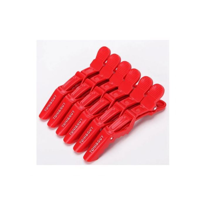Toni&Guy 6 Pinces à Cheveux Crocodile Professionnel en Plastique -rouge