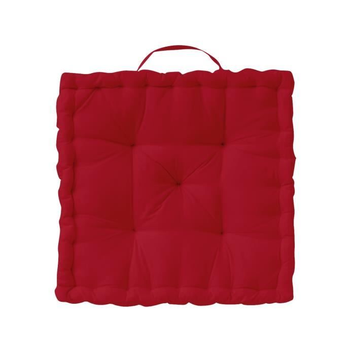 TODAY Coussin de sol Coton - 50 x 50 x 12 cm - Rouge pomme d'amour