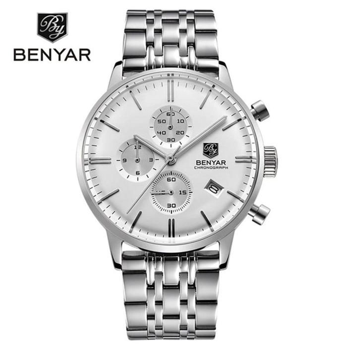 Montre Homme - BENYAR - BY-2720K - Acier Inoxydable - Quartz - Résistante à l'Eau