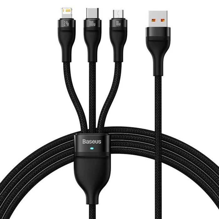 Adaptateur 3-en-1 - BASEUS - Flash Series - USB-A, Lightning, USB-C - 100W - 1.2M