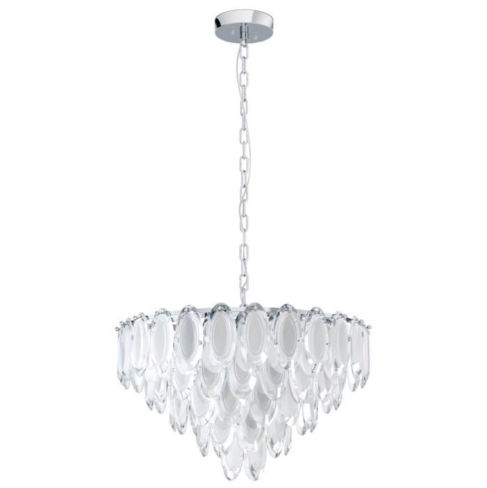 Suspension - EGLO - CARVARIO - Acier chrome - Verre ovales - E14 10X40W