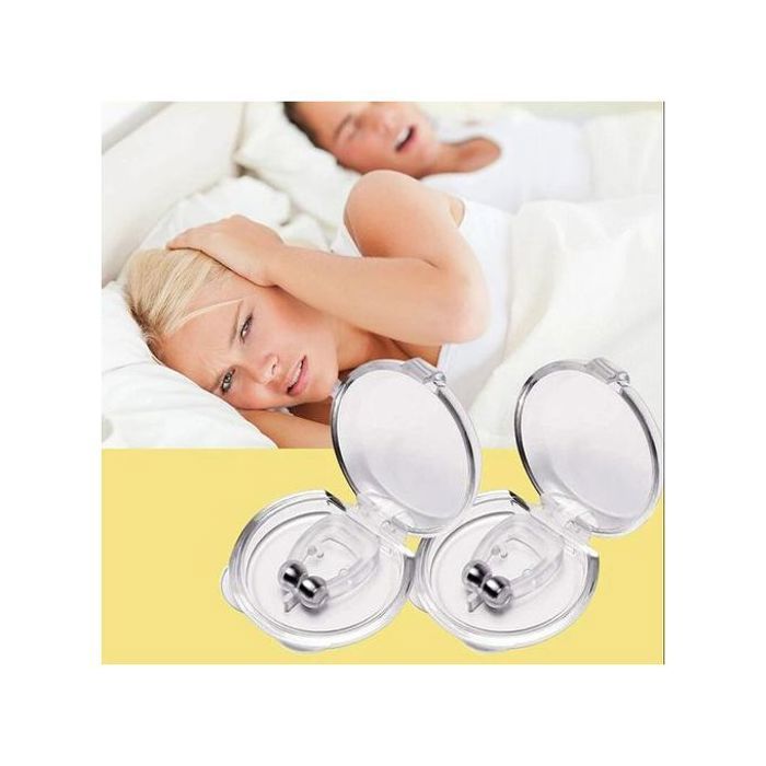 Lot de 2 pince anti-ronflement magnétique en silicone avec étui