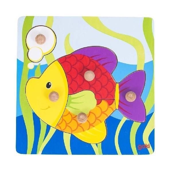 Puzzle en bois - GOKI - Le poisson - Animaux - Mixte - 5 pièces