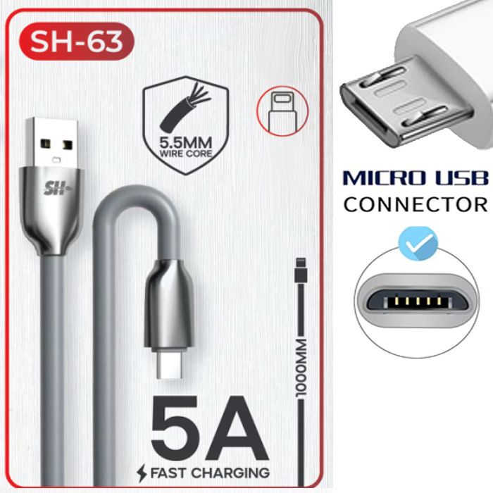 Cable de chargeur Micro USB Type V8 de charge rapid 5A 1000mm compatible avec les smartphone Xiaomi, Huawei, Samsung, Android