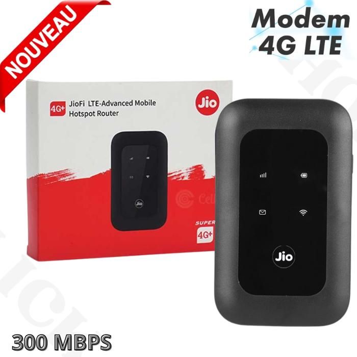 Jio Modem Routeur 4G + LTE Carte SIM Mobile Hotspot 300Mbps Avec Batterie 10 Heures
